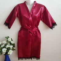 Black lace, burgundy satin robe, ready-to-wear robe - approx. S