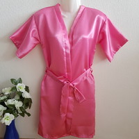 Pink satin robe, ready-to-wear robe - approx. S