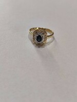 14K gold ring with diamonds and sapphires