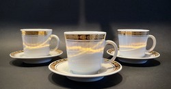 Alföldi 3 vitrin aranyszegélyes kávéscsésze és alj elegáns arany csíkos