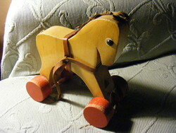 Retro haba rolling wooden toy horse from the 60s