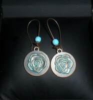 Boho-style, turquoise-bronze colored stone earrings.