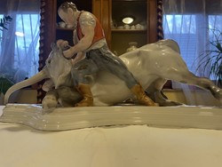 Herendi porcelán - Toldi a bikával - nagyméretű