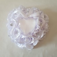 New, custom-made wedding ring pillow, heart-shaped ring holder with rhinestones