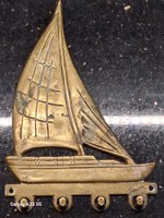 Réz angol vintage patinás hajó kulcstartó fogas