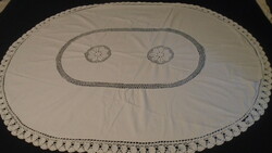 Beautiful old snow white festive tablecloth needlework crochet