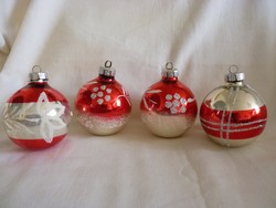 Old glass Christmas tree decorations! - 4 pcs spheres!