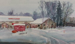 Bálinth Tibor :   In the middle of the winter  (20cm x 32,5cm akvarell, papír-250 gr)  Téli jelenet