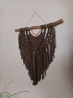Macrame wall picture with string of pearls