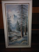 In winter, oil on canvas, 62 x 32 cm, m. Scott