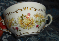 Zsolnay porcelain - soup cup - hand painted - gold contour