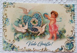 Vintage régi jókívánság képeslap üdvözlőlap üdvözlőkártya levelezőlap postatiszta német