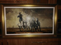 Lipica farm oil painting, 50 x 90 m, Bán tibor