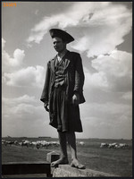Larger size, photo art work by István Szendrő. Young goulash, wearing a hat, 1930s.