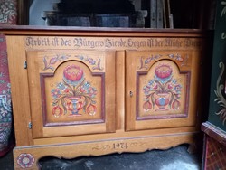 Hand-painted Swabian-style chest with shelves.