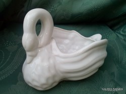 White glazed beautiful swan centerpiece, candy holder