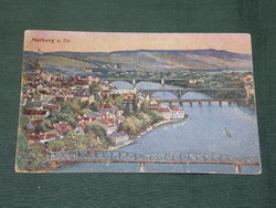 Képeslap, Németország, Marburg látkép részlet,híd,Postkarte, Germany, Marburg a. Dr.