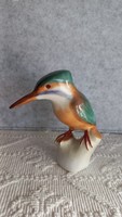 Vintage Aquincum porcelain kingfisher, marked, numbered, 12.5 x 13 cm, painted in beautiful colors