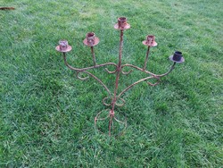 Old iron candle holder vintage garden ornament with 5 branches