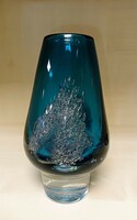 Blue bubble glass vase by Heinrich Löffelhardt