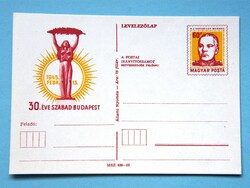Stamped postcard (1) - 1975. 30 Years of Free Budapest - (c. with portrait of Marshal J. Vorosilov)