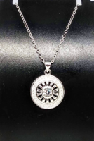 Silver-plated necklace with filigree disc pendant 39