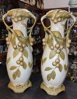 Pair of large royal dux art nouveau vases