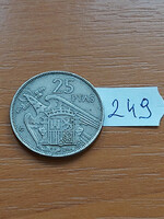 Spain 25 pesetas 1957 (65) copper-nickel, francisco franco 249