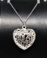 Silver-plated necklace with filigree heart pendant 46