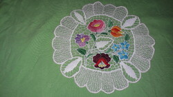 Old embroidered round tablecloth from Kalocsa in perfect and beautiful condition, 25 cm according to the pictures