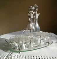 Antique art deco moser liquor set - glass tray, decanters and small glasses