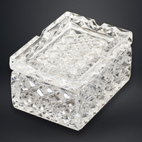 Crystal glass cigarette and ashtray