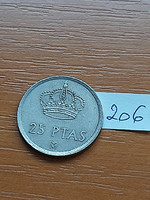 Spain 25 pesetas 1982 m, copper-nickel, i. King John Charles 206