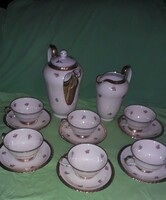 Antik 19.századi viktoriánus aranyozott THUN TK cseh porcelán teás készlet 6 személyes képek szerint