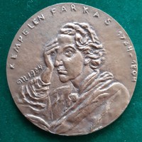 Osváth Mária: Kempelen Farkas, 1984, bronz érem, plakett, dombormű