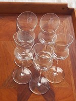 5 db mimimalista design aperitif üvegpoharak, Scheibel szeszfőzde poharak,  éttermi felszolgálás