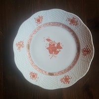 1956-os Herendi jelzésű porcelán tányér 20 cm átmérővel, apponyi mintás, Utasellátó a sormintában