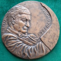 Osváth Mária: Cziffra György, 1973, bronz érem, plakett, dombormű