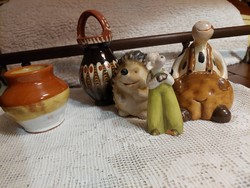Ceramics 2 vases, 3 cute animals