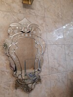 Venetian antique, faceted beautiful flower richly flowered original wall mirror
