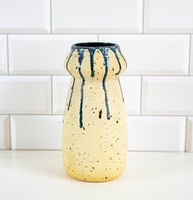 Last option - rarer lake head vase - Hungarian retro ceramics - turquoise blue pattern on a yellow background