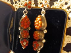 Coral-silver set/Navajo?-Old/marked 925 large silver showy earrings