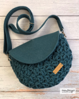 'Jolanda' crocheted crossbody bag in petrol color