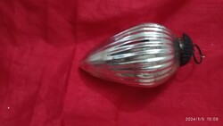 Large silver colored Christmas tree decoration, art deco style glass ornament