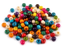 Pack of 100 6mm wooden beads in mixed colors