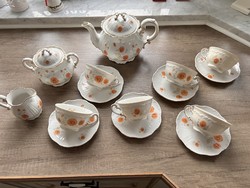 Zsolnay orange cornflower tea set