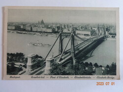 Old postage-paid postcard: Budapest, Elizabeth Bridge (the old one) - 40s