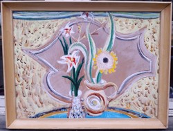 Breznay József (1916-2012) Art Deco Csendélet,Képcsarnokos Festmény