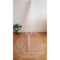 New Handmade 1 Layer Plain Edge Pink Bridal Veil 3 Meters (34.3)