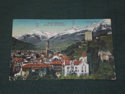 Képeslap, Postkarte, K.U.K. világháborús, Olaszország, Meran, Merano látkép, részlet